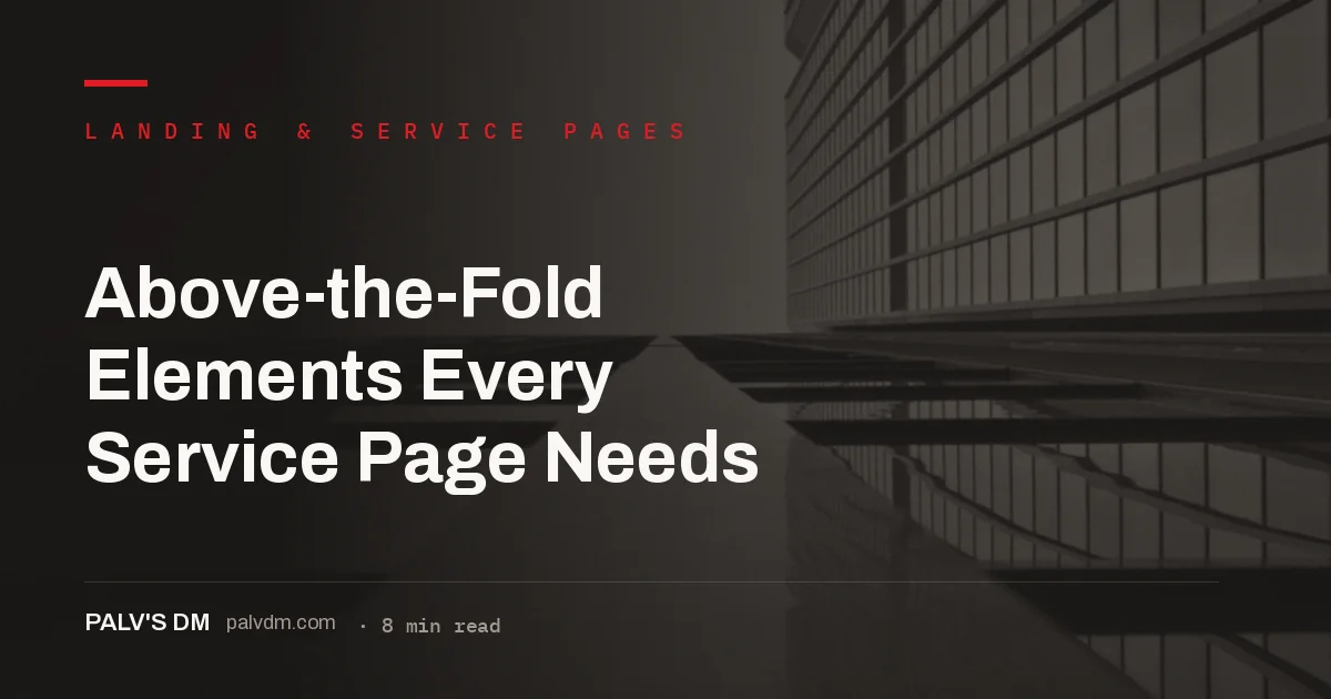 Service page above-the-fold layout, scaffold structure concept