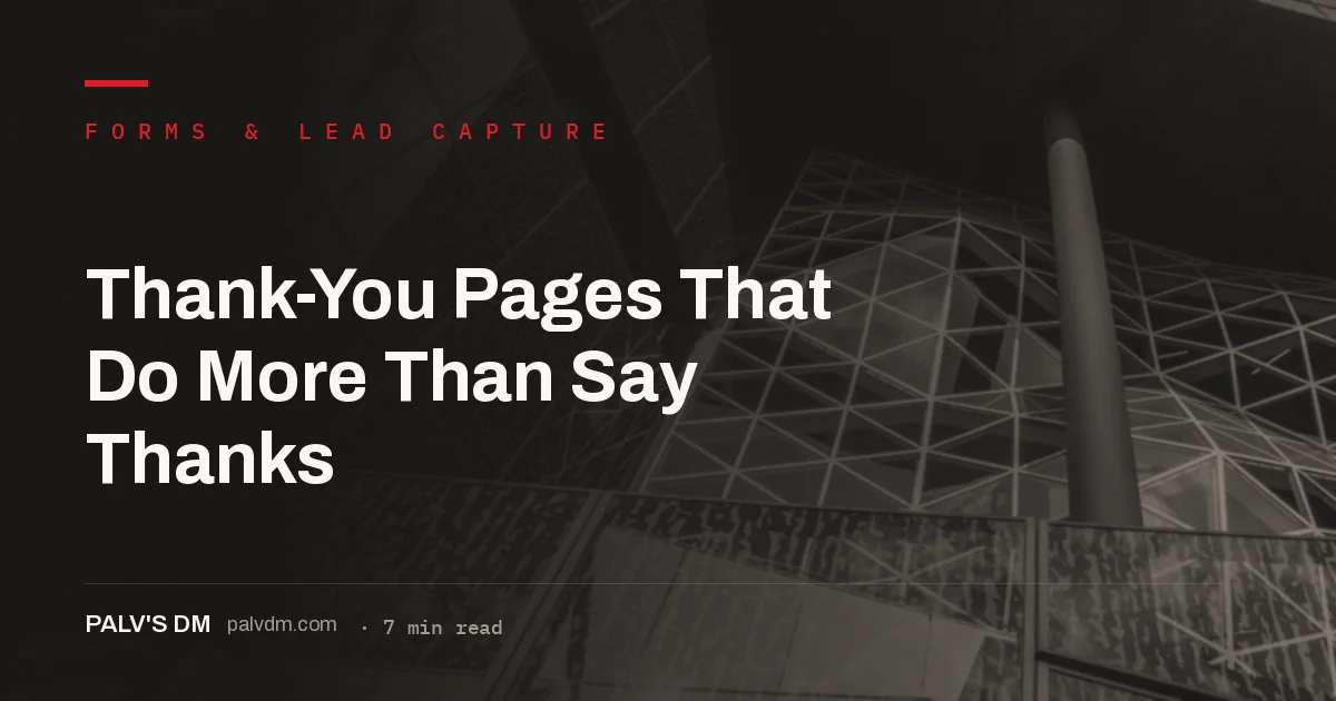 Thank you page design after a form submission on a business website