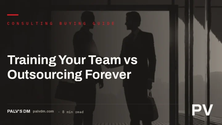 A consultant and an in-house marketing team shaking hands across a table, representing the choice between training a team and outsourcing SEO
