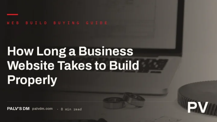 A blueprint-style hero graphic for a guide on how long a business website build takes