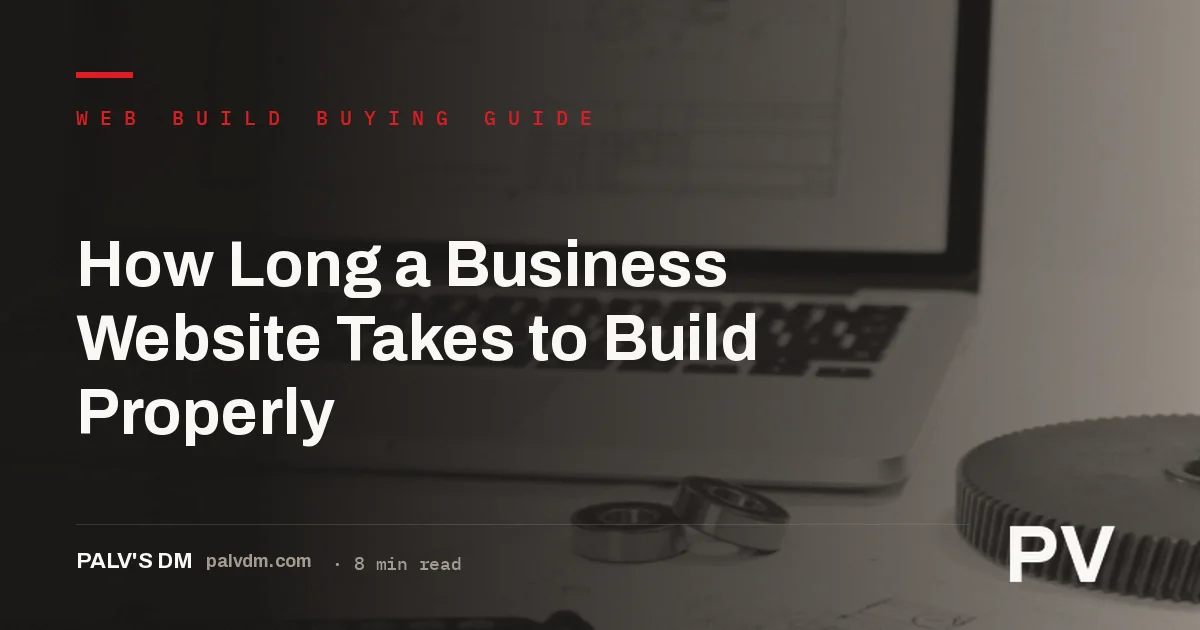 A blueprint-style hero graphic for a guide on how long a business website build takes