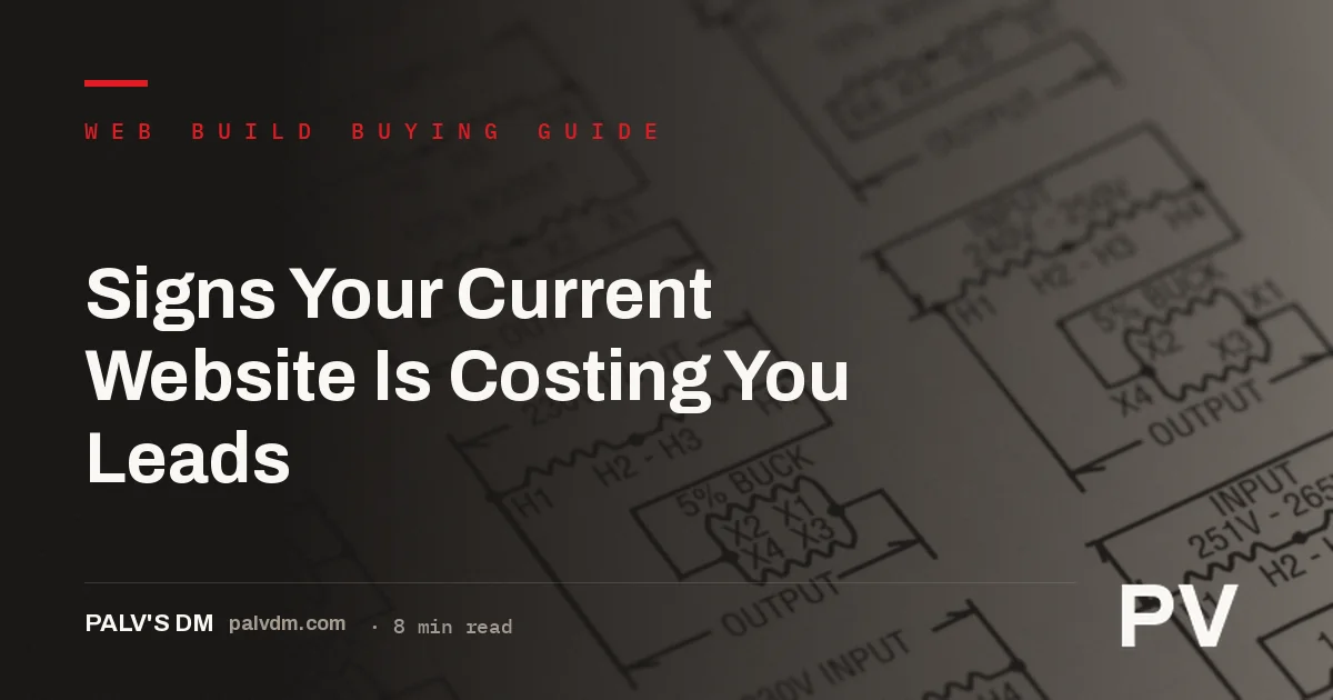 A website blueprint illustrating structural warning signs that cause lost leads