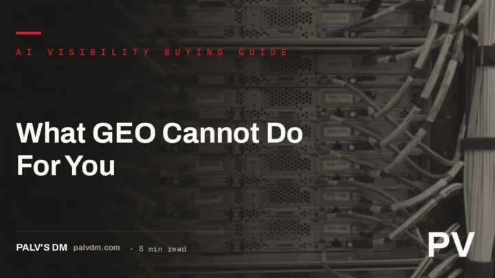 Dark server infrastructure representing the limits of GEO and AI visibility optimisation