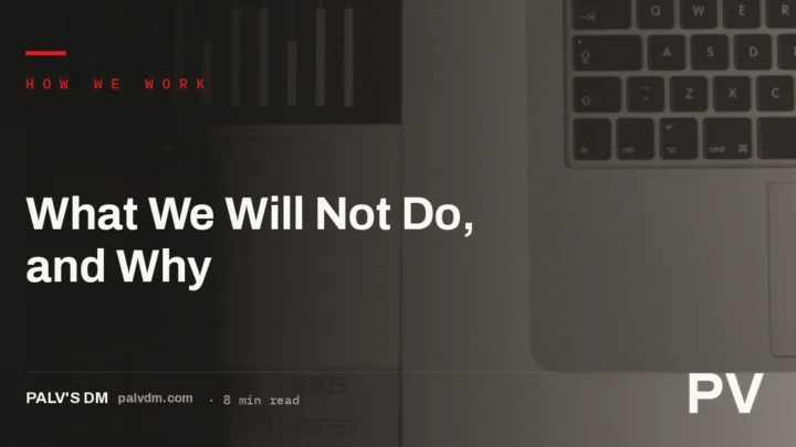 A ledger-textured graphic representing the SEO tactics PalV's DM refuses to run on client accounts
