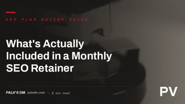 A ledger-style checklist graphic representing what is included in a monthly SEO retainer