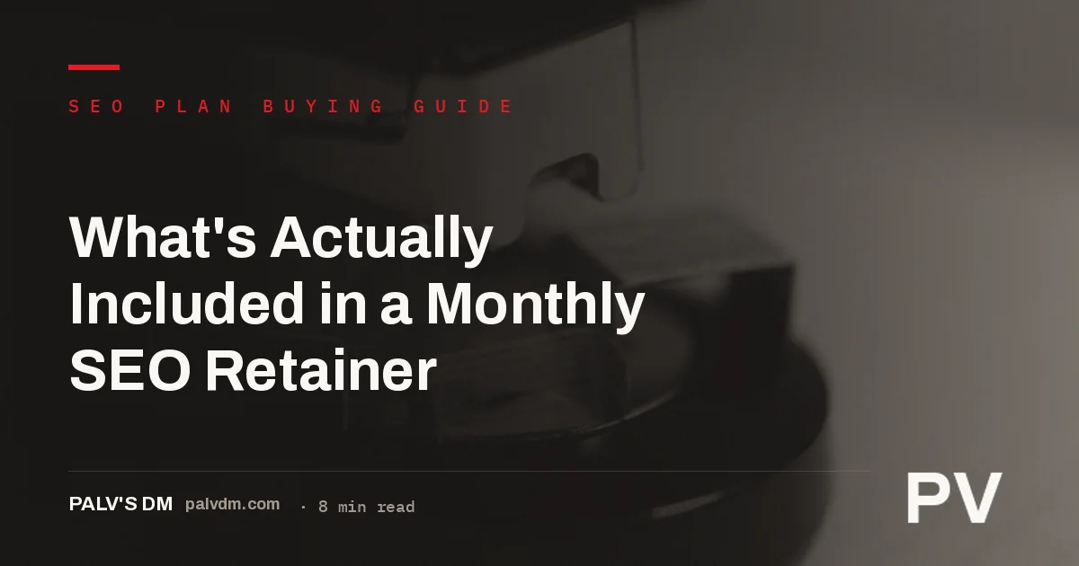 A ledger-style checklist graphic representing what is included in a monthly SEO retainer