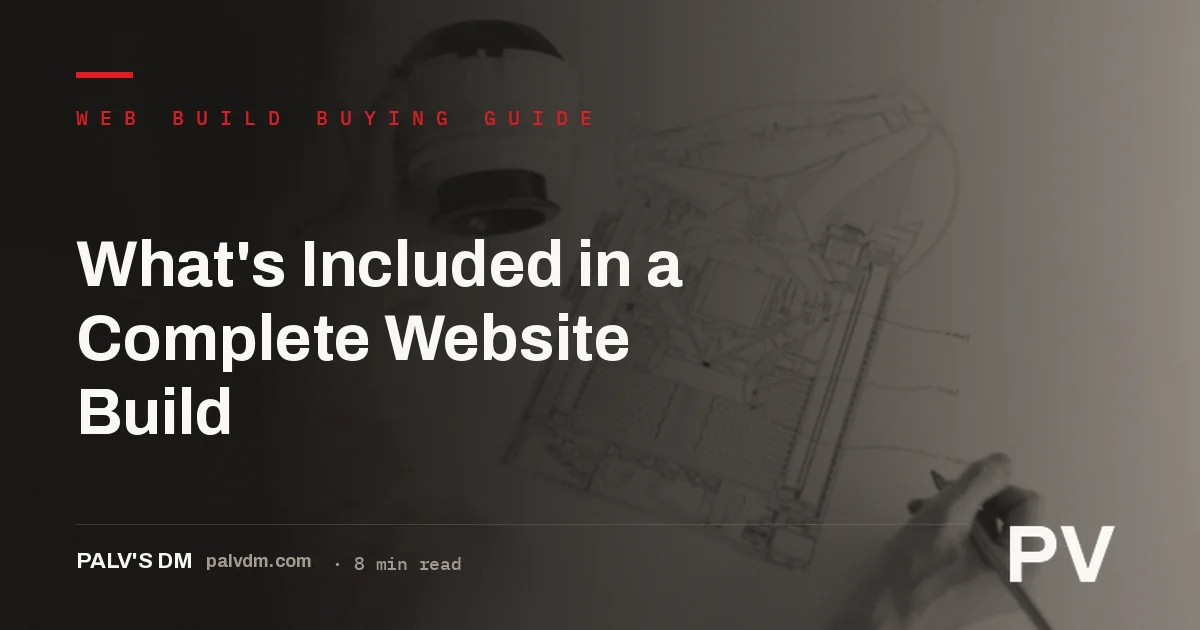 Technical blueprint-style graphic representing a complete website build plan