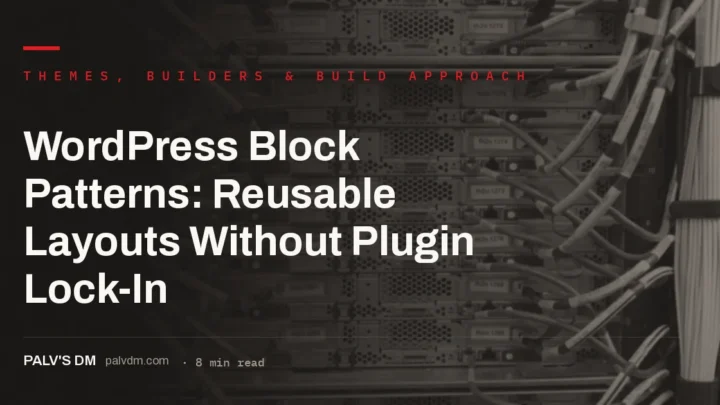 WordPress block editor showing a pattern inserter panel