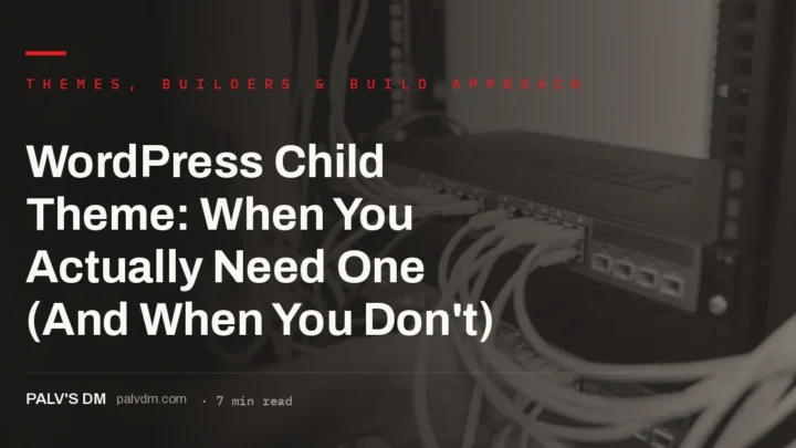 Developer editing WordPress child theme files with server infrastructure in the background
