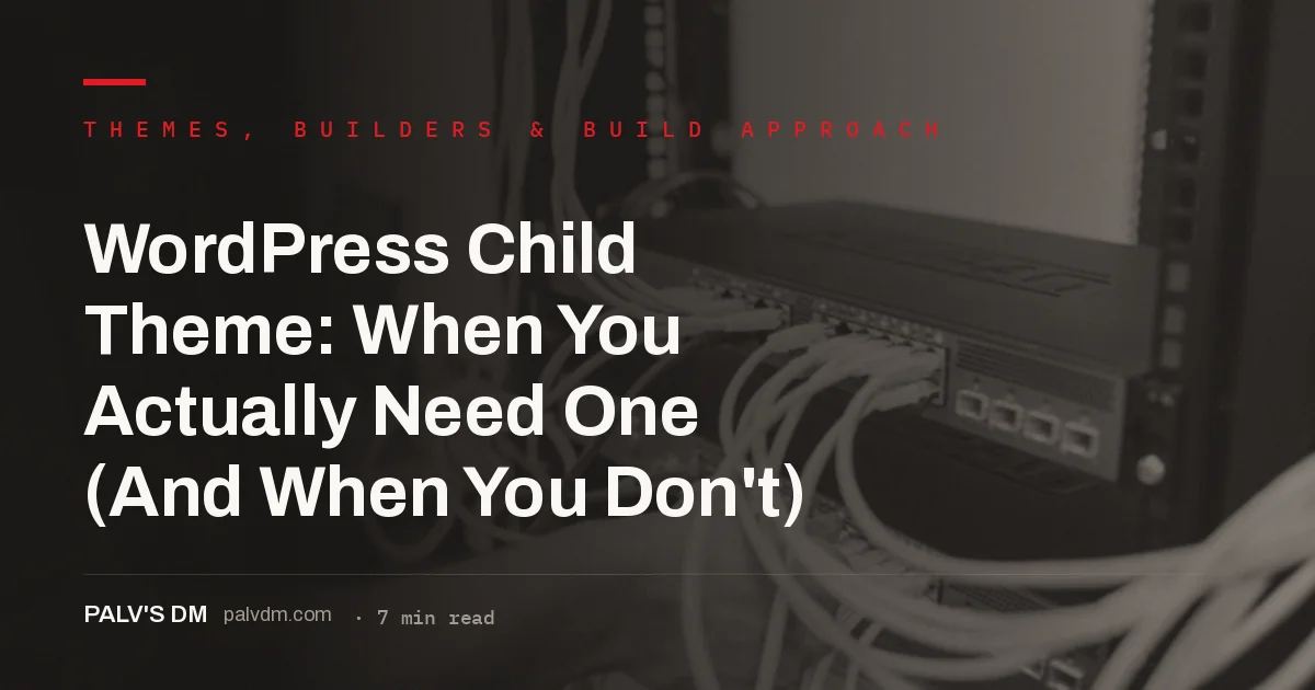 Developer editing WordPress child theme files with server infrastructure in the background