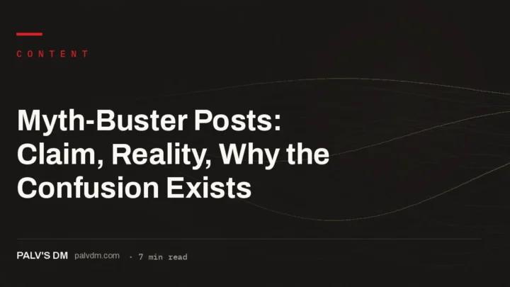 Topographic contour line graphic titled Myth-Buster Posts: Claim, Reality, Why the Confusion Exists, PalV's DM